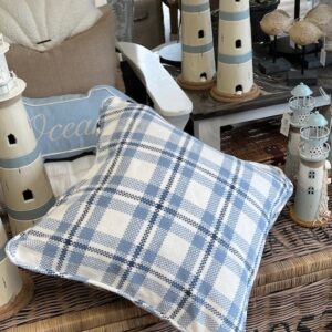 Checked Organic Heavy Cotton Pillow cover Blue/white - Lexington