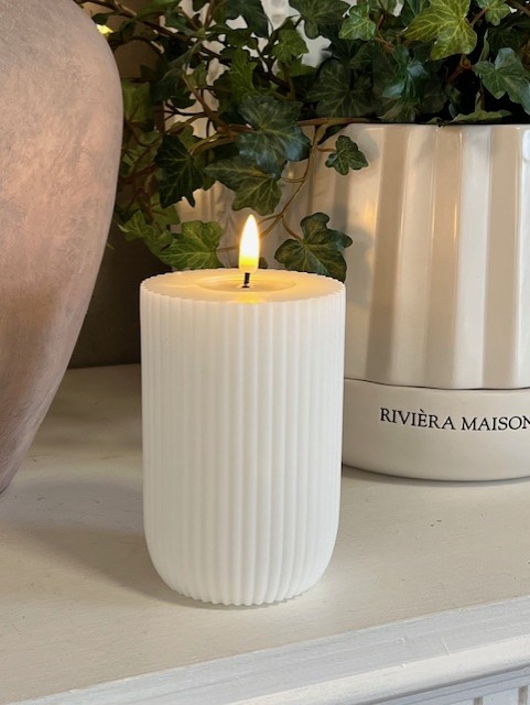 Deluxe White Solid Stripe LED candle 8*12,5