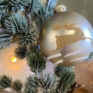 Christmas Ball glass Deer gold glitter - Green Gate