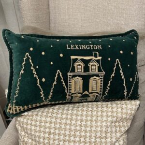 Winter House velvet pillow green/light beige - Lexington