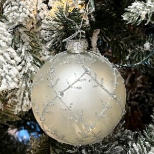 Christmas glass ball metalic white