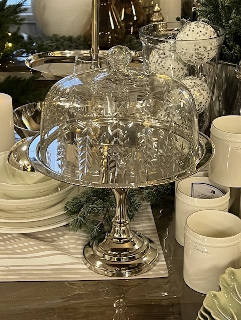 Milesia Stemmed Cake Dish w/bell silver - Cote Table