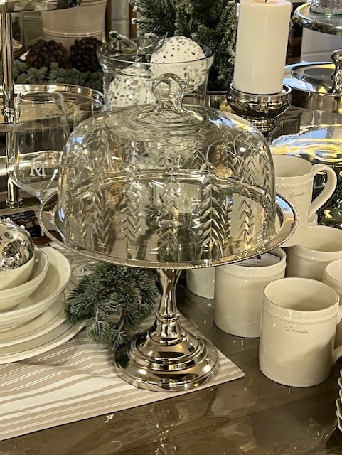 Milesia Stemmed Cake Dish w/bell silver - Cote Table - Image 2