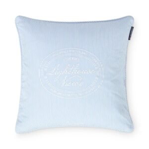 Blue/White Striped Organic Cotton Pillow Cover - Lexington