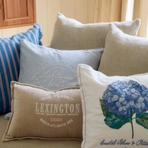 Beige Logo Organic Cotton Velvet Pillow - Lexington