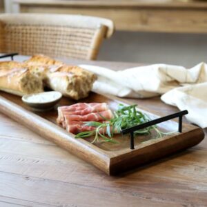 Tours Tray in wood w.handles nature M - Chic Antique