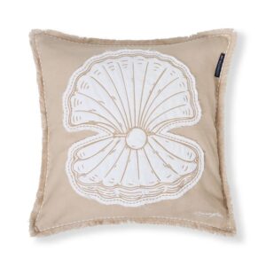 Summer Embroidered Patch beige/white pillow cover - Lexington