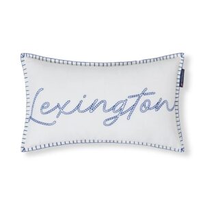 Logo Linen/Cotton pillow white/blue - Lexington
