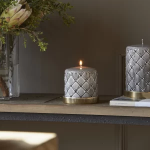 Pillar Candle Padded Flax 9.5x10cm - Riviera Maison