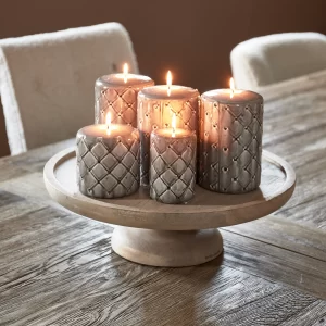 Pillar Candle Padded Flax 7x10cm - Riviera Maison