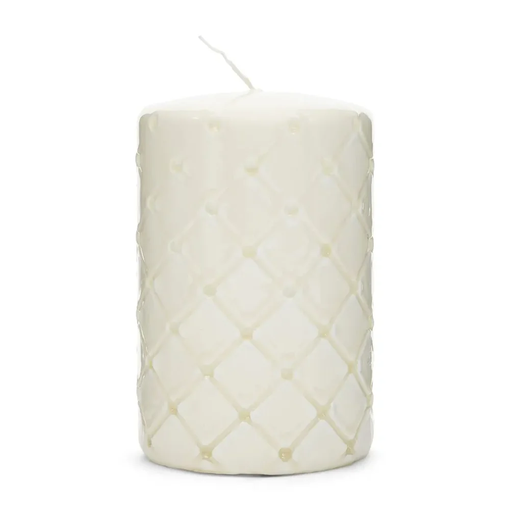 Pillar Candle Padded white 9,5x15cm - Riviera Maison - Image 2
