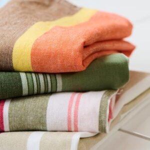 Tea Towel w/green stripes, 3 pcs bundled w/cotton ribbon - Ib Laursen