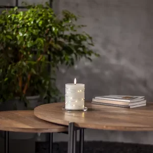 Flamme Dew LED Pillar Candle white M - Star