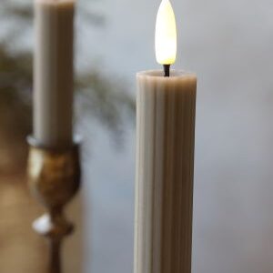 Cenon Short Dinner Candle w.grooves LED set of 2 latte - Chic Antique