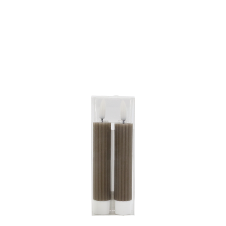 Cenon Short Dinner Candle w.grooves LED set of 2 latte - Chic Antique - Image 3