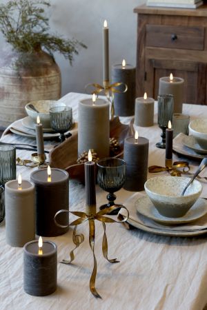 Cenon Short Dinner Candle w.grooves LED set of 2 latte - Chic Antique - Image 4