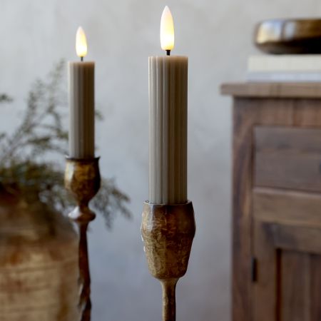 Cenon Short Dinner Candle w.grooves LED set of 2 latte - Chic Antique - Image 5