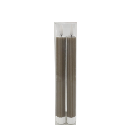 Cenon Dinner Candle w. grooves LED set of 2 latte - Chic Antique - Image 2
