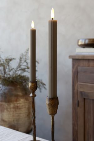 Cenon Dinner Candle w. grooves LED set of 2 latte - Chic Antique - Image 4