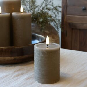 Cenon Pillar Candle w. Rustic surface LED - Chic Antique