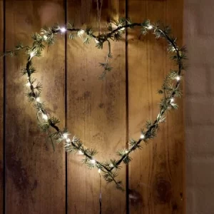 Fleur wreath heart w. 25 LED - lights - Chic Antique