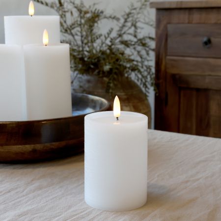 Cenon Pillar Candle w. Rustic surface LED white - Chic Antique