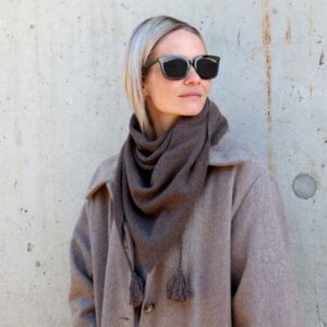 Scarf in cashmere w. Tassels coffee - Chic Antique
