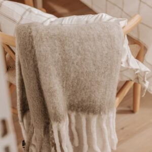 Wool Blanket check beige/ off white - Strömshaga