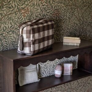 Cosmetic Bag Simona check Brown M - Strömshaga