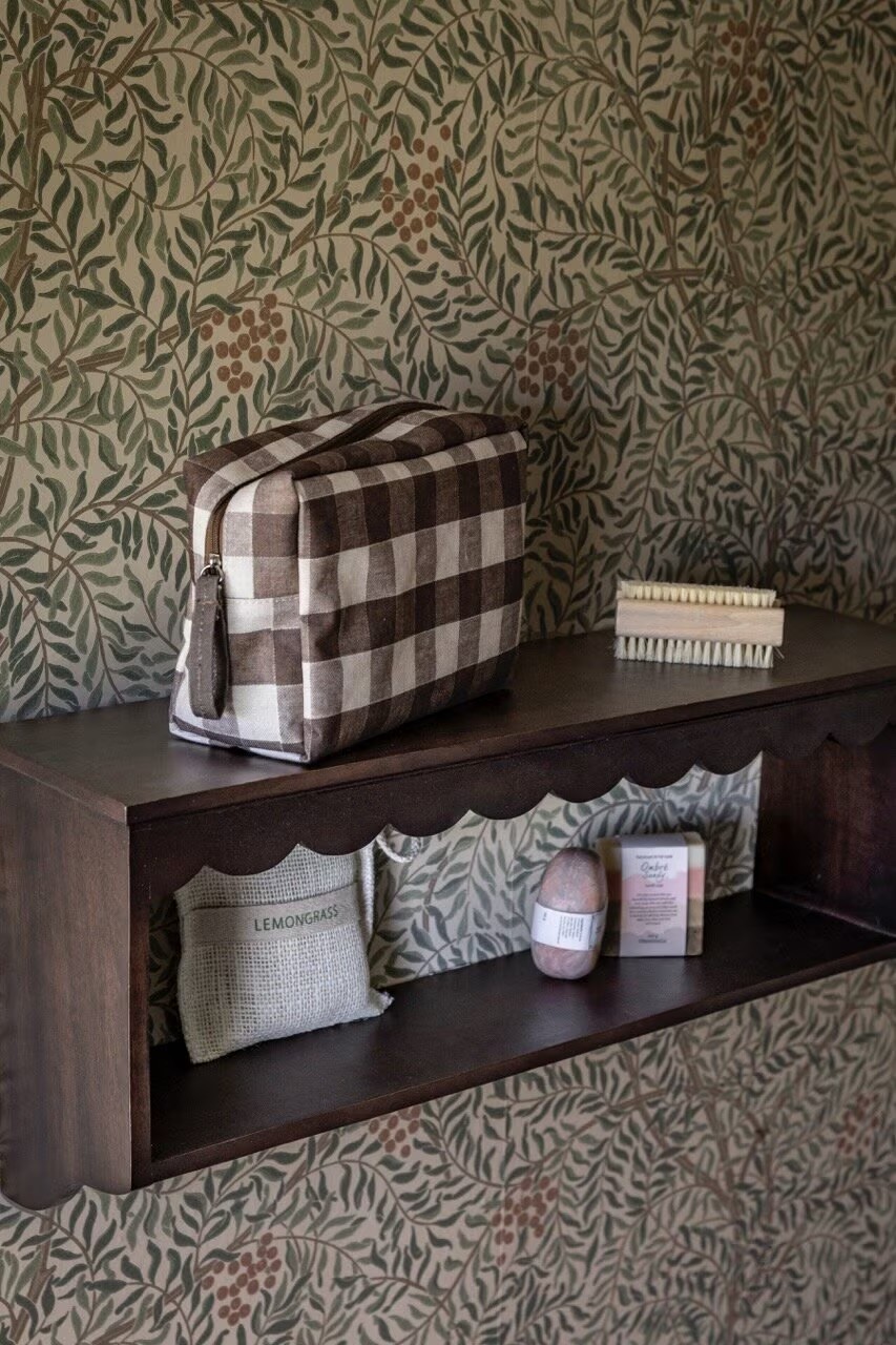 Cosmetic Bag Simona check Brown M - Strömshaga