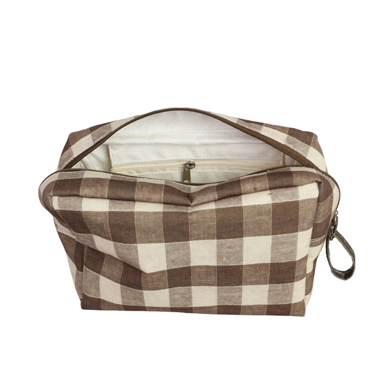 Cosmetic Bag Simona check Brown M - Strömshaga - Image 2