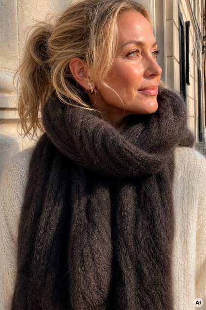 Mohair Wool scarf brown