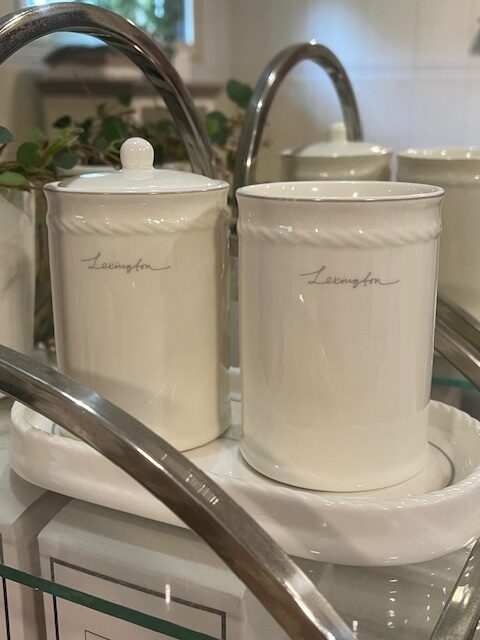 Porcelain cotton pad holder, white/beige - Lexington - Image 2