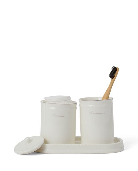 Porcelain cotton pad holder, white/beige - Lexington - Image 3