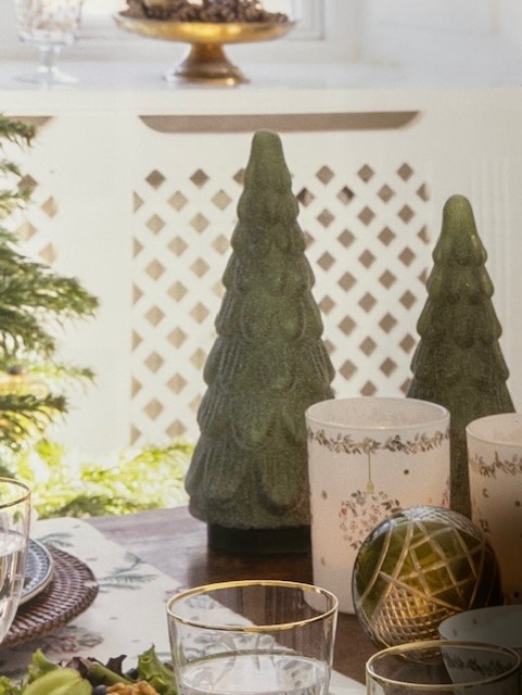 Glass Xmas tree frosted green medium - Green Gate
