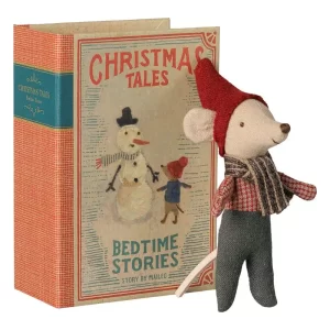 Christmas mouse, baby in book - Maileg
