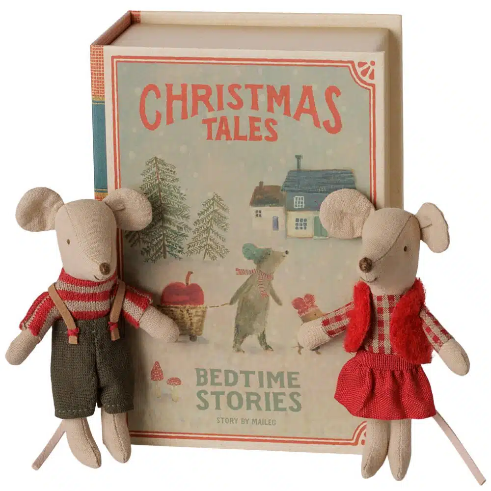 Christmas twin mice, Little sister and brother in book - Maileg
