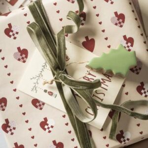 Velvet Ribbon on spool moss green - Ib Laursen