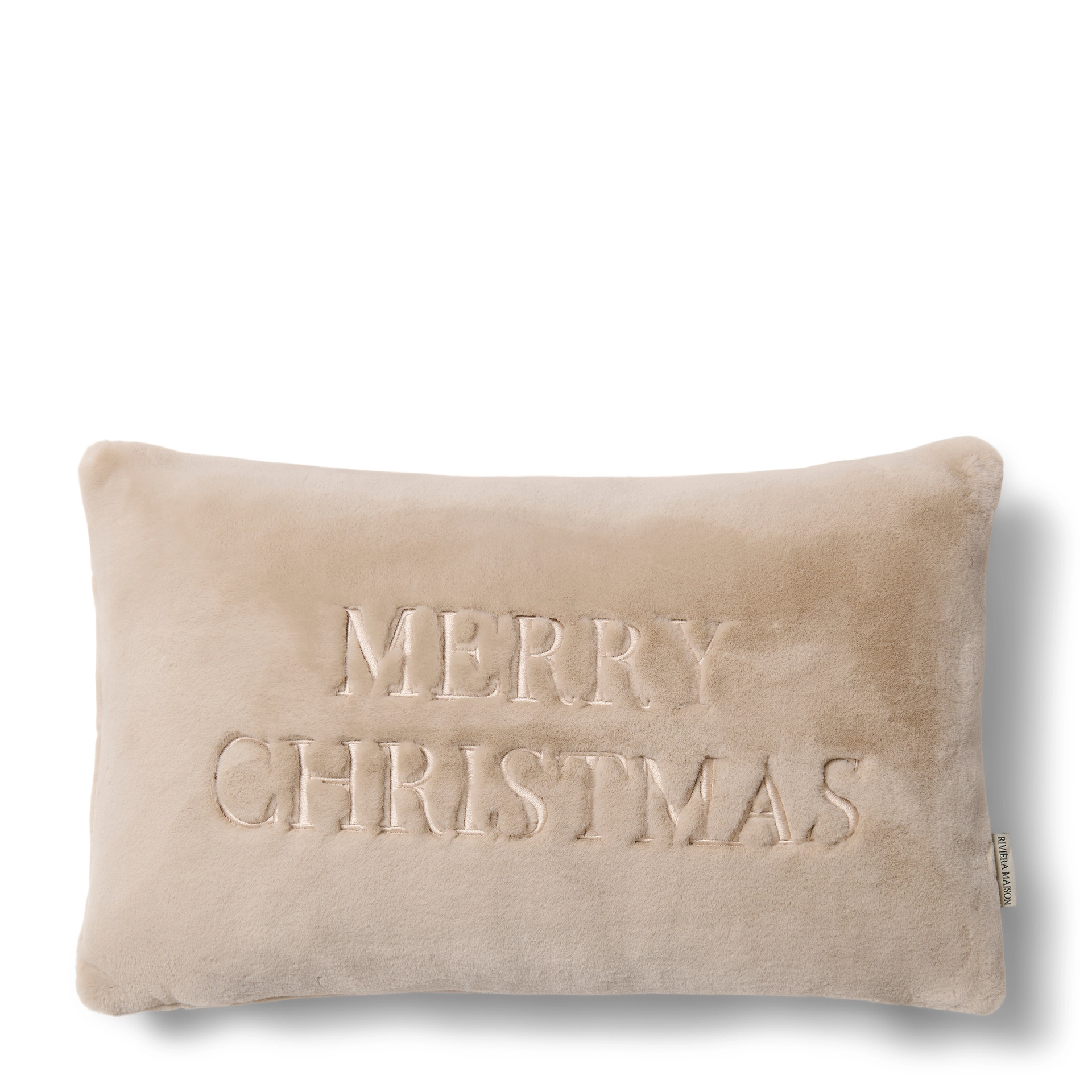Merry Christmas Faux Fur Pillow - Riviera Maison