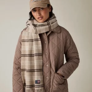 Recycled Wool Blend Scarf beige/brown check - Lexington