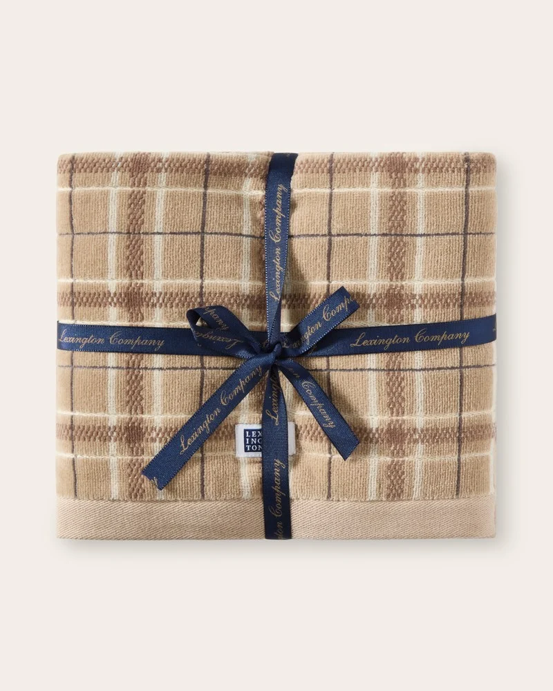 Checked beige/gray towel set of 2 - Lexington