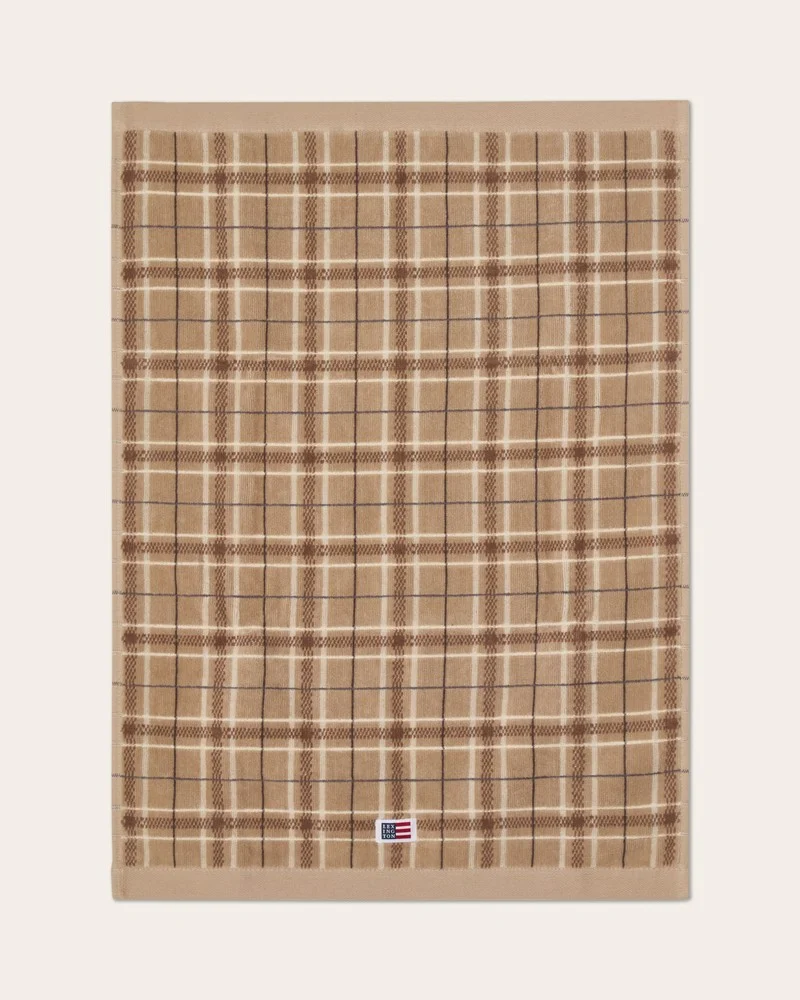 Checked beige/gray towel set of 2 - Lexington - Image 3