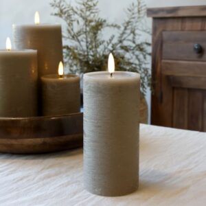Cenon Pillar Candle w.rustic surface LED latte 15/7,5cm - Chic Antique